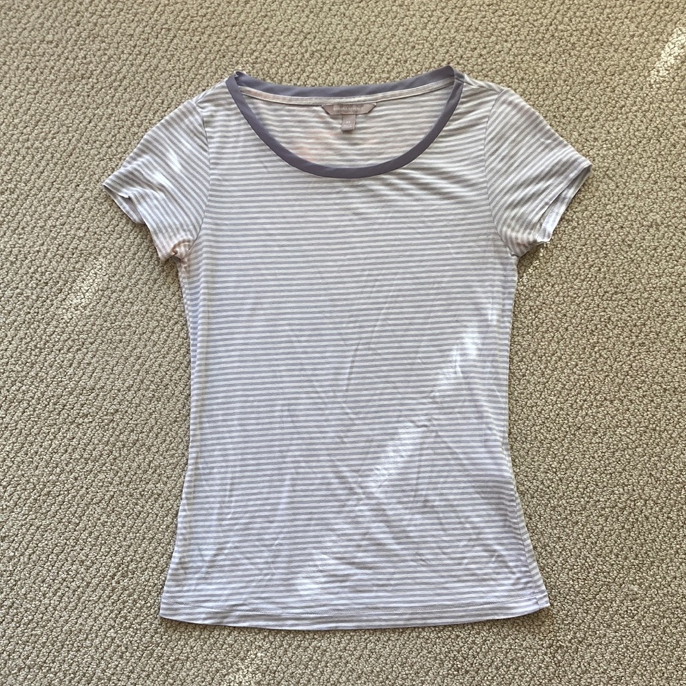 Banana Republic Ultra Soft Striped Basic Casual T-Shirt Top Size XS Cotton GUC